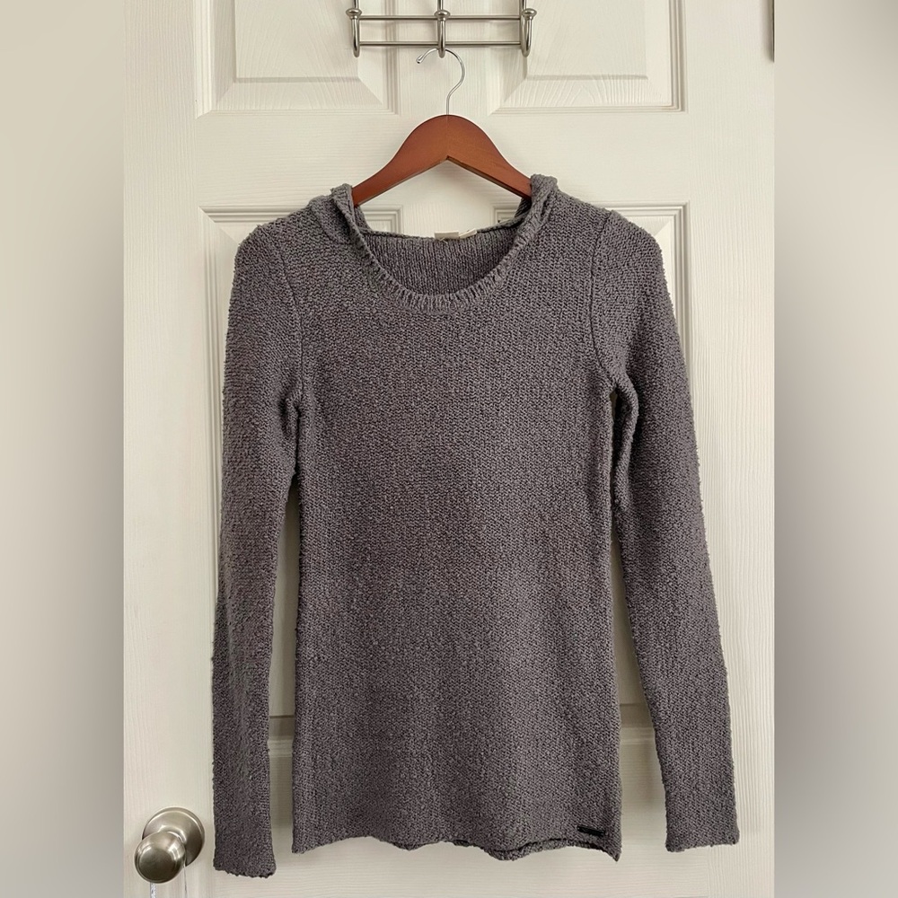 Roxy Heather Gray Knit Sweater Hoodie